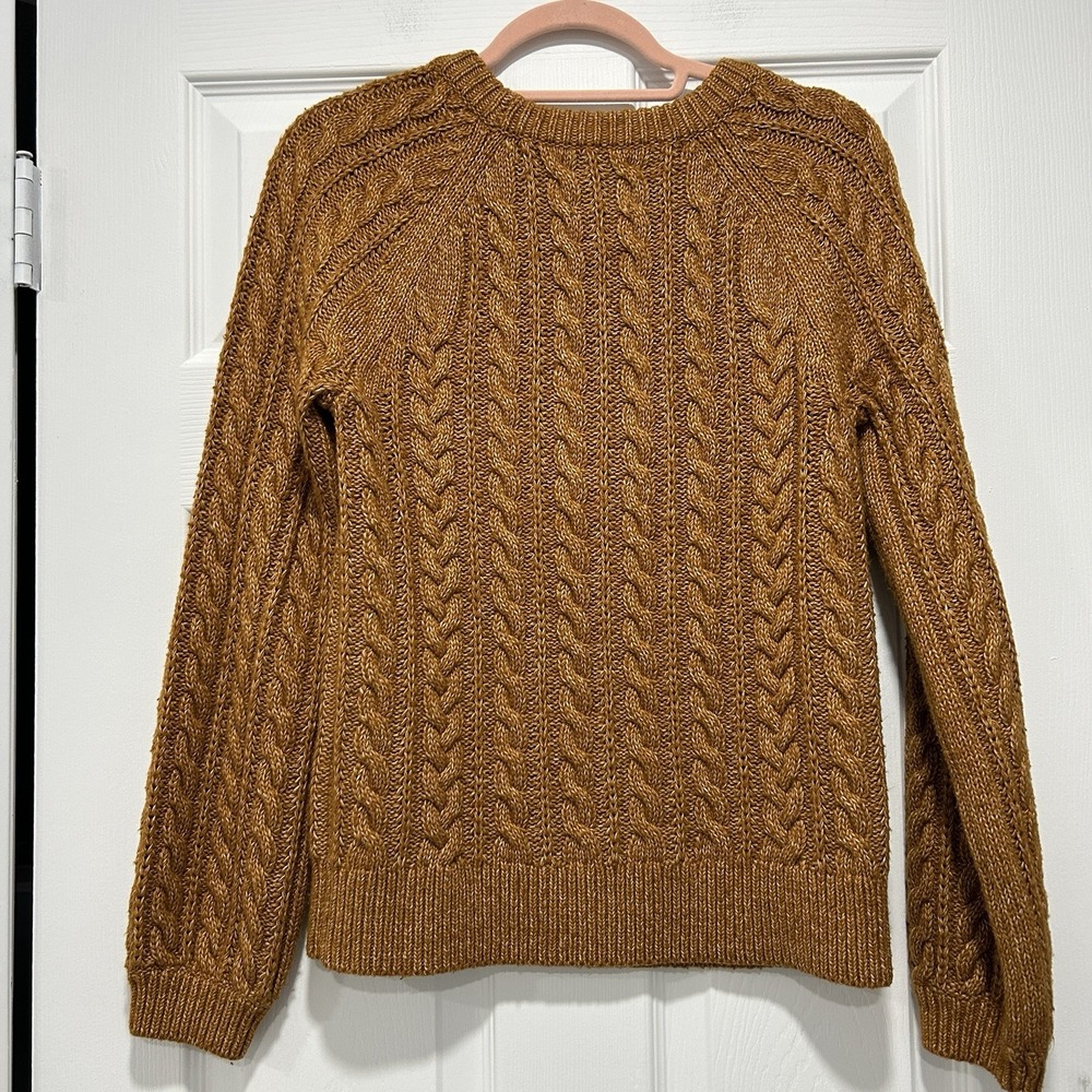 Abercrombie & Fitch Women's Medium Cotton blend cable‎ knit sweater Burnt Orange - Picture 5 of 8